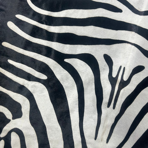 Reverse Zebra Cowhide Rug Size: 7x6 feet Z-310