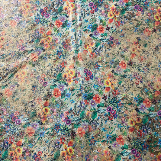 Floral Acid Washed Cowhide Rug Size: 7x7 feet Z-311