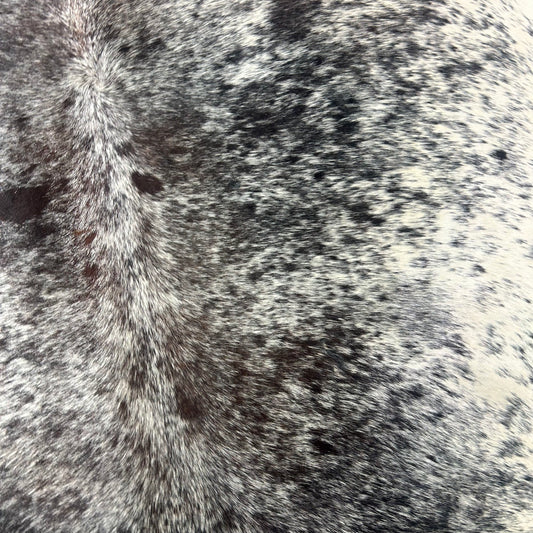 Salt & Pepper Black and White Cowhide Rug (some spots are dark brown) Size: 7x6.5 feet Z-312