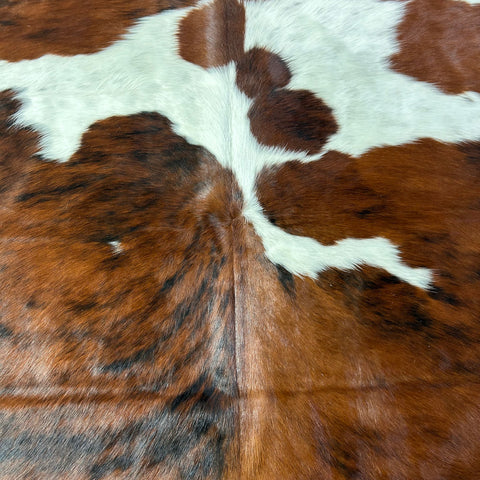 Tricolor Cowhide Rug (predominantly dark brown) Size: 7x7 feet D-505