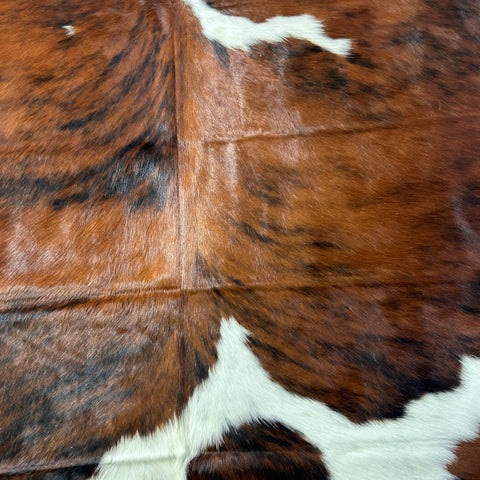 Tricolor Cowhide Rug (predominantly dark brown) Size: 7x7 feet D-505