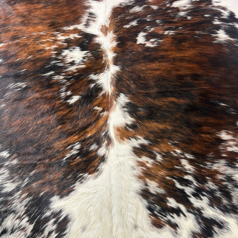 Tricolor Cowhide Rug (super thick and heavy hide) Size: 7.7x7 feet X-037