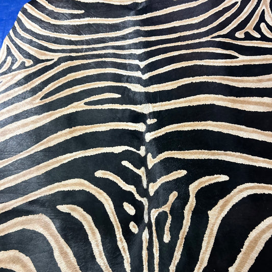 Genuine Zebra Cowhide Rug (dark inner lines) Size: 7.5x6 feet Z-316