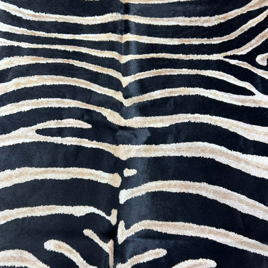 Genuine Zebra Cowhide Rug (double tone stripes) Size: 7.5x6.5 feet Z-147