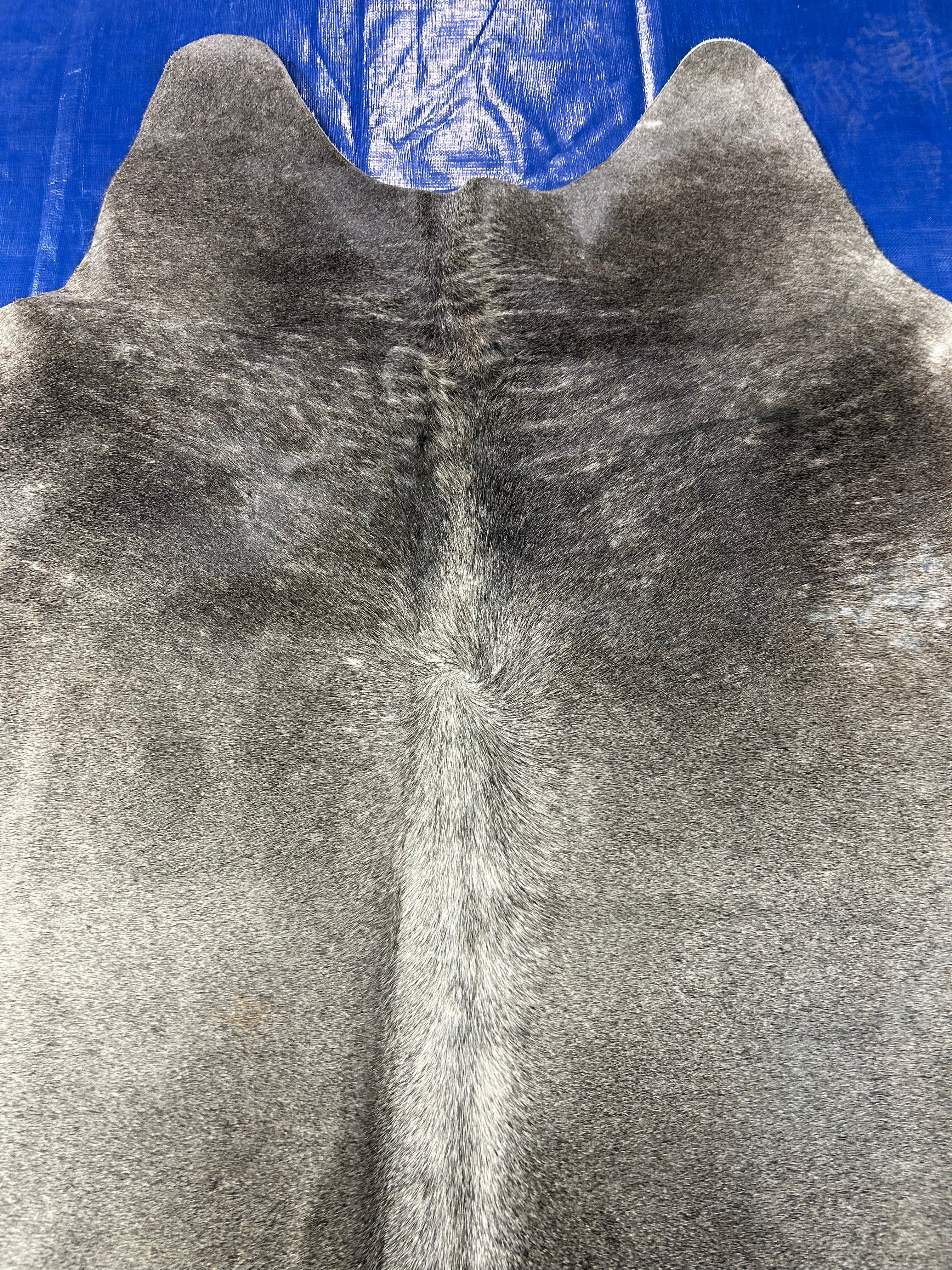 Natural Grey Cowhide Rug (a bit dark grey) Size: 6.5x6.2 feet M-1639