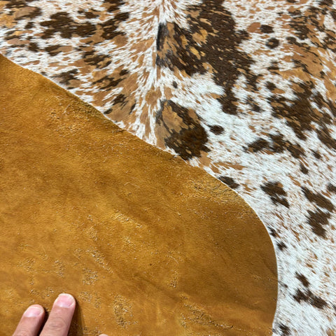 Brown and White Calf Skin with Brown Acid Washed Size: 40x31" Z-322