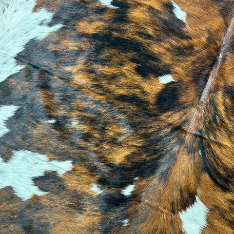 Tricolor Cowhide Rug (beautiful) Size: 7x7 feet X-040