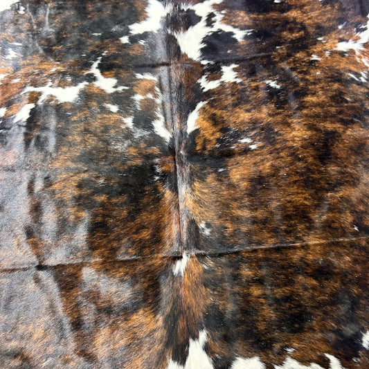Tricolor Cowhide Rug Size: 7.2x6 feet X-047