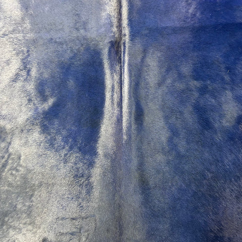 Dyed Blue Cowhide Rug (1 small cut) Size: 6.2x6 feet J-017