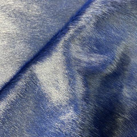 Dark Dyed Blue Cowhide Rug Size: 7x6.7 feet J-018