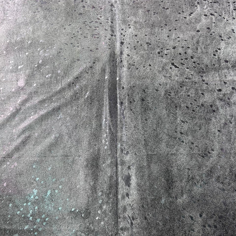 Dark Silver Metallic Acid Washed Cowhide Rug Size: 7x7 feet J-019