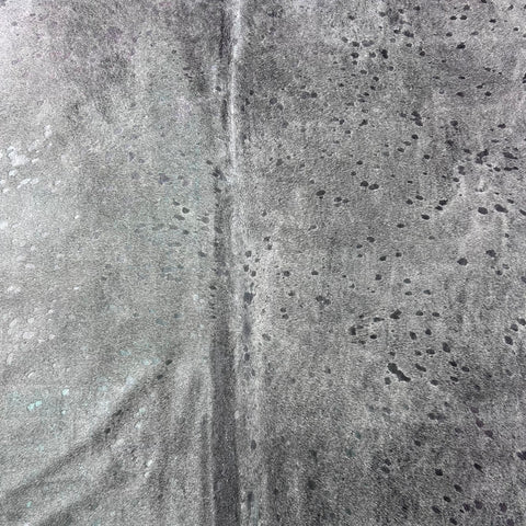 Dark Silver Metallic Acid Washed Cowhide Rug Size: 7x7 feet J-019