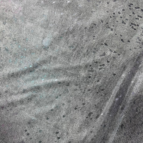 Dark Silver Metallic Acid Washed Cowhide Rug Size: 7x7 feet J-019