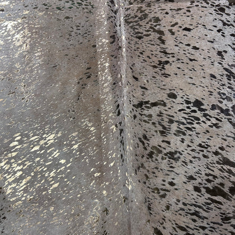 Bronze Metallic Acid Washed Cowhide Rug (beige background) Size: 7x6.2 feet J-020