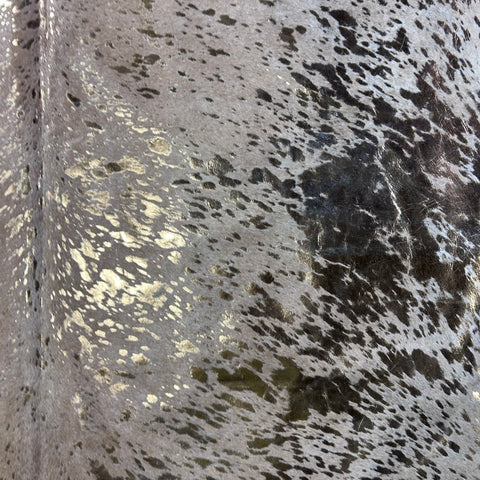 Bronze Metallic Acid Washed Cowhide Rug (beige background) Size: 7x6.2 feet J-020