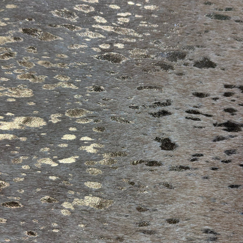 Bronze Metallic Acid Washed Cowhide Rug (beige background) Size: 7x6.2 feet J-020