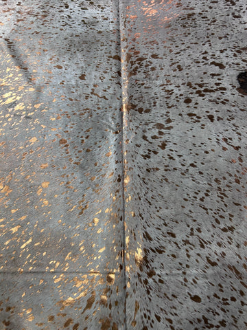 Bronze Metallic Acid Washed Cowhide Rug (some natural spots) Size: 8x7 feet J-021