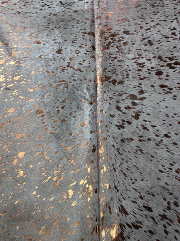 Bronze Metallic Acid Washed Cowhide Rug (some natural spots) Size: 8x7 feet J-021