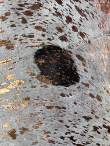 Bronze Metallic Acid Washed Cowhide Rug (some natural spots) Size: 8x7 feet J-021