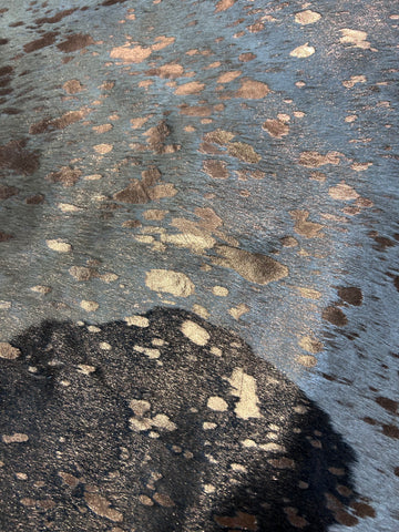 Bronze Metallic Acid Washed Cowhide Rug (some natural spots) Size: 8x7 feet J-021