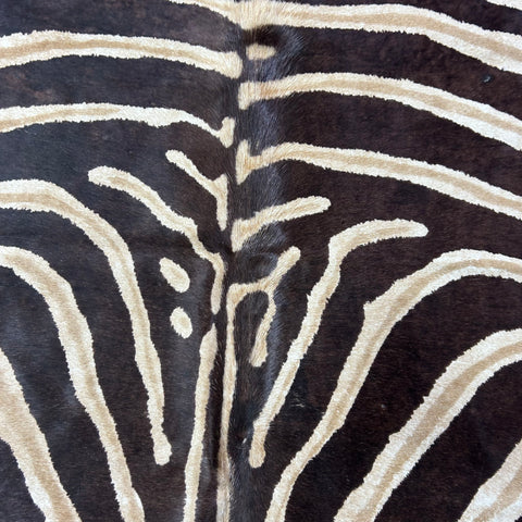 Genuine Zebra Cowhide Rug (brown inner stripes) Size: 7x6 feet Z-148
