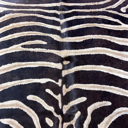Genuine Zebra Cowhide Rug (brown inner stripes) Size: 7x6 feet Z-148