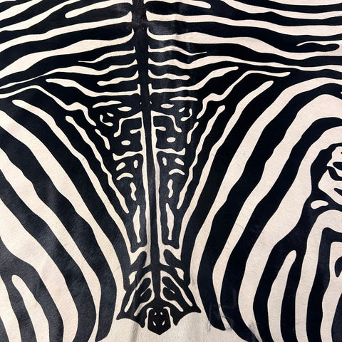 African Zebra Printed Cowhide Rug (fire brands) Size: 8x6.7 feet D-545