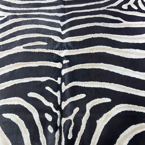 Genuine Zebra Cowhide Rug (lighter inner stripes) Size: 7x6 feet Z-158
