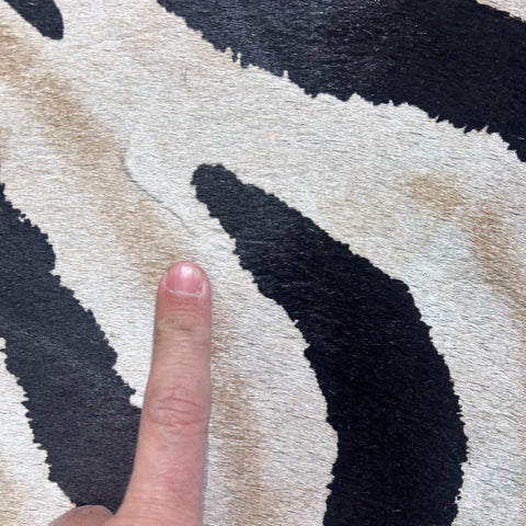 Genuine Zebra Cowhide Rug (lighter inner stripes) Size: 7x6 feet Z-158