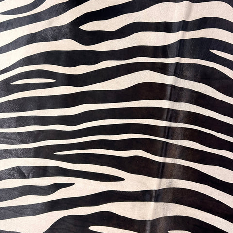 Zebra Print Cowhide Rug (horizontal stripes) Size: 7x6 feet D-548