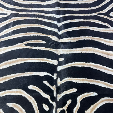 Genuine Zebra Cowhide Rug (lighter inner stripes) Size: 7x6 feet Z-159