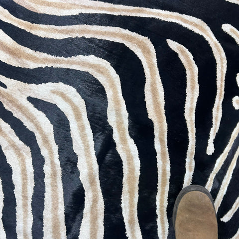 Genuine Zebra Cowhide Rug (lighter inner stripes) Size: 7x6 feet Z-159