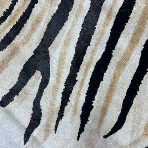 Genuine Zebra Cowhide Rug (lighter inner stripes) Size: 7x6 feet Z-159