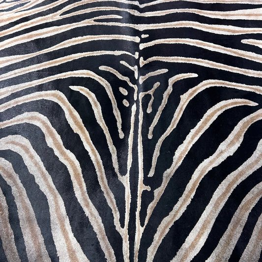 Genuine Zebra Print Cowhide Rug (beige background) Size: 7x6 feet Z-326