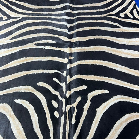 Genuine Zebra Cowhide Rug (lighter inner stripes) Size: 7x6 feet Z-160