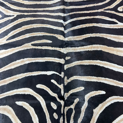 Genuine Zebra Cowhide Rug (lighter inner stripes) Size: 7x6 feet Z-161