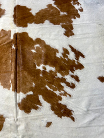 Brown & White Cowhide Rug (lighter brown) Size: 7.5x6.5 feet M-1647