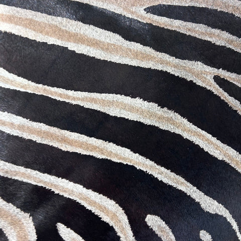 Dark Genuine Zebra Cowhide Rug (background is dark grey) Size: 6.2x5.7 feet Z-013