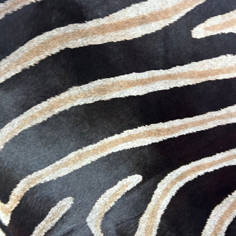Dark Genuine Zebra Cowhide Rug (background is dark grey) Size: 6.2x5.7 feet Z-013