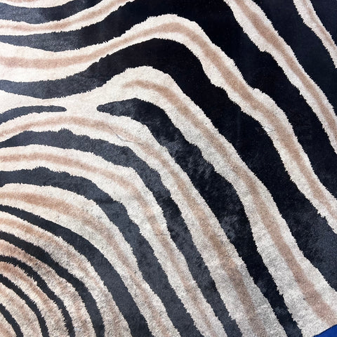 Dark Genuine Zebra Cowhide Rug Size: 7.2x6 feet Z-014