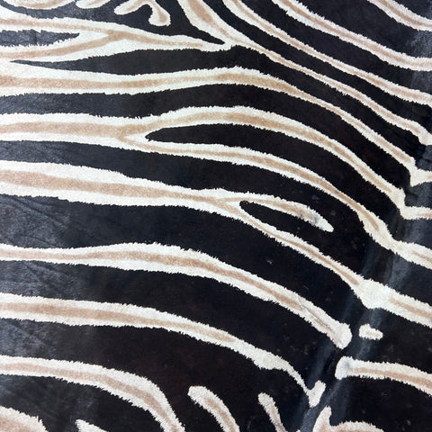 Dark Genuine Zebra Cowhide Rug Size: 7.2x6 feet Z-014