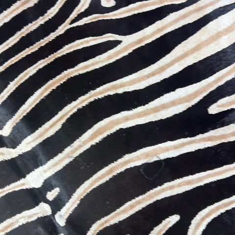 Dark Genuine Zebra Cowhide Rug Size: 7.2x6 feet Z-014