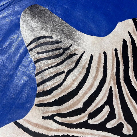 Dark Genuine Zebra Cowhide Rug Size: 7.2x6 feet Z-014
