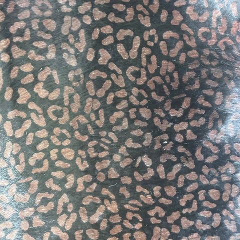 Leopard Print on Black Background Cowhide Rug Size: 7.5x6.5 feet Z-017