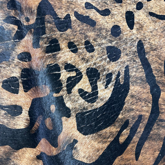 Dark Tiger Print Cowhide Rug Size: 7.5x6.2 feet Z-022