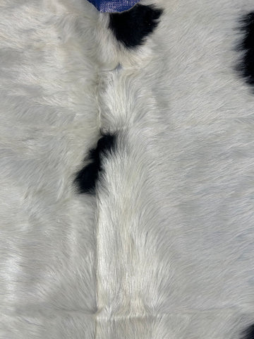 White Cowhide Rug with a few black spots) Size: 8x6.5 feet M-1677