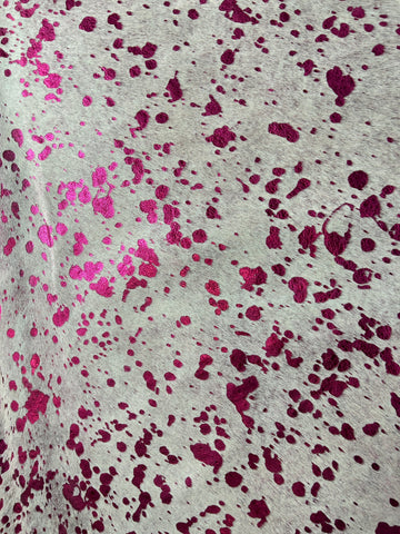 Pink Metallic Cowhide Rug Size: 7.2x6.2 feet D-001