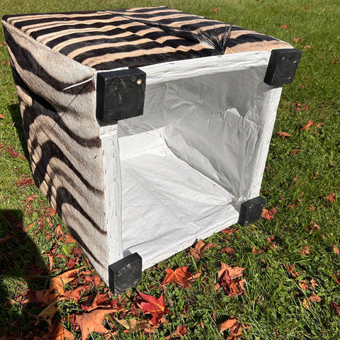 Real Zebra Skin Cube Zebra Skin Ottoman 20 H X 20 X 20" Real Zebra Upholstery