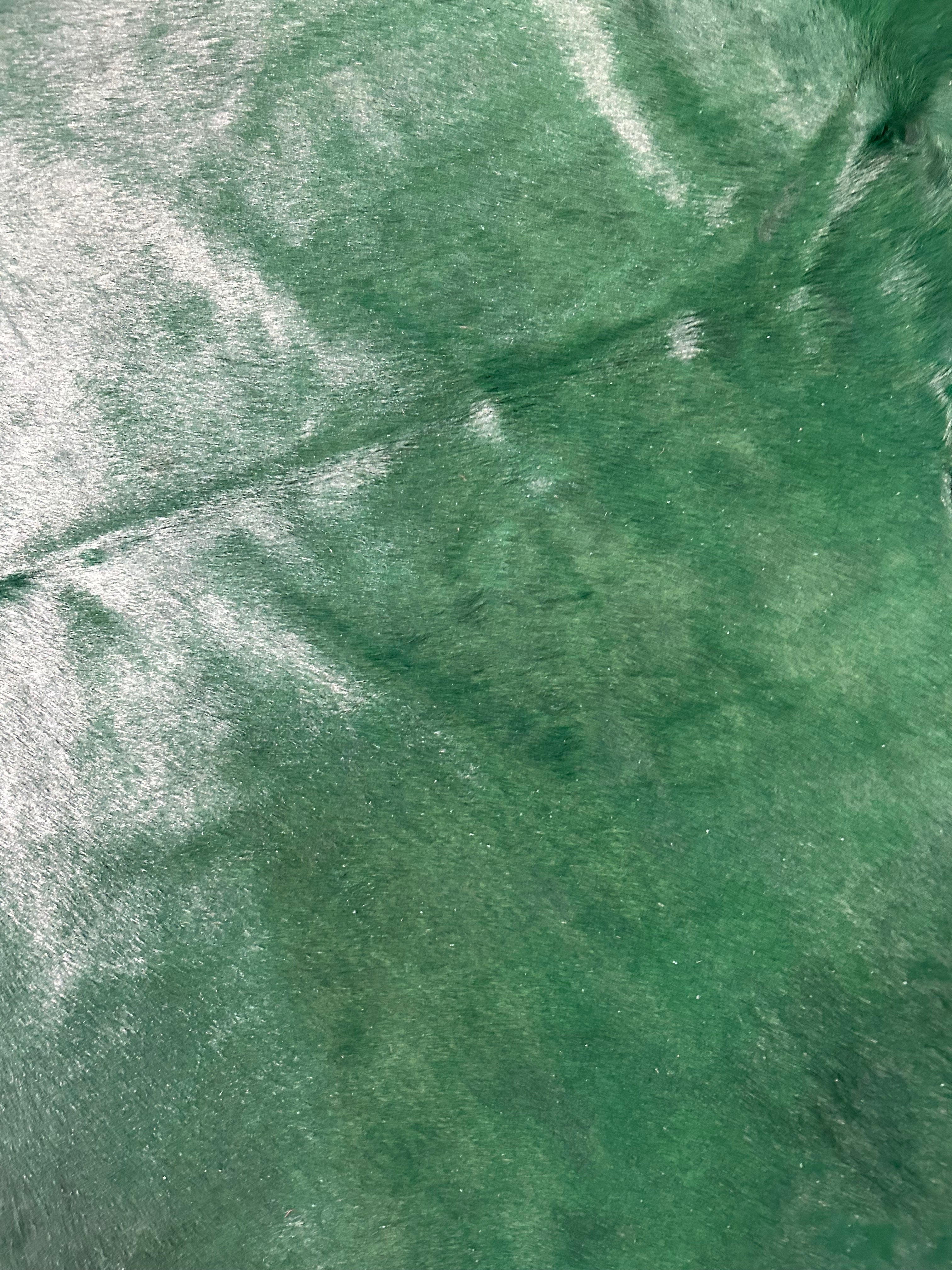 Dyed Emerald Green Cowhide Rug (huge size) Size: 8x8 feet D-004