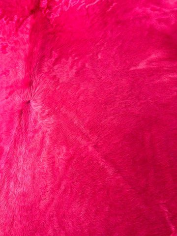 Dyed Pink Cowhide Rug (gorgeous, huge and longish hair) Size: 8x7.2 feet D-005
